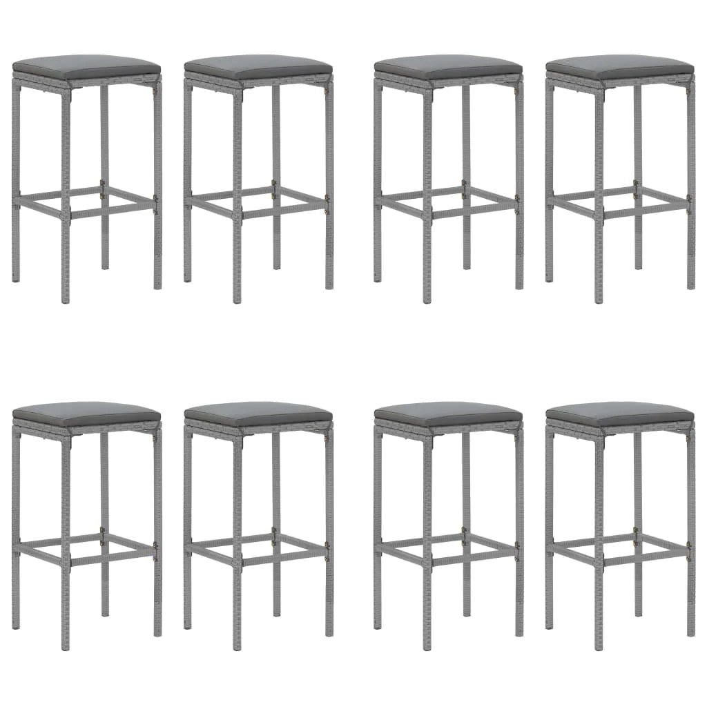 Set da bar da giardino da 9 pezzi con cuscini in polyrattan grigio 02_0013442