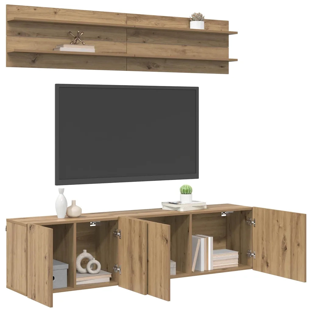 Mobile TV 6 pz-Set di 6 Credenza per TV rovere artigianale Legno multistrato