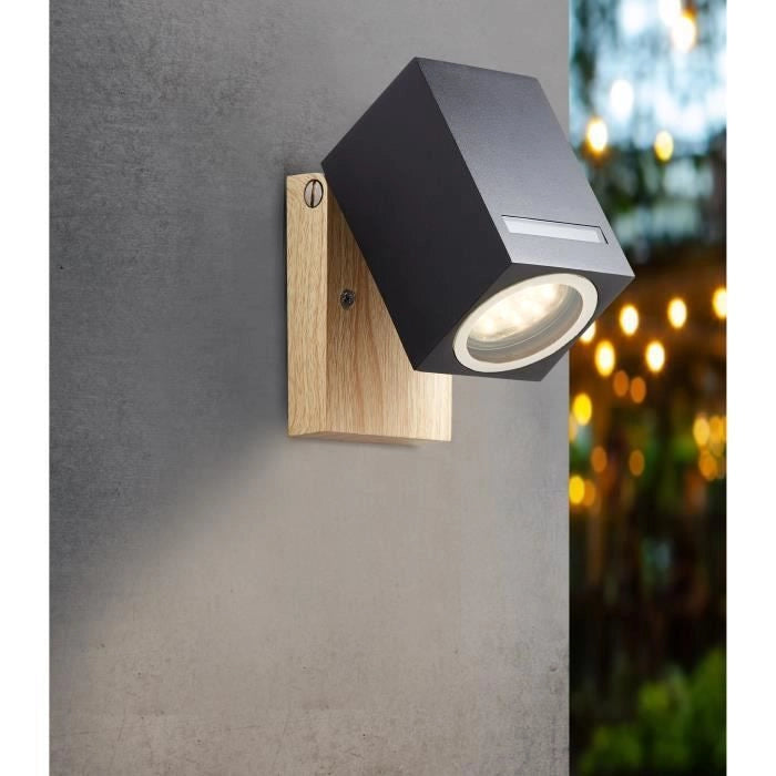 BRILLIANT - GALENI Applique da esterno - nero/colore naturale - metallo/vetro GU10 1x20W