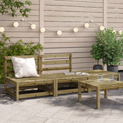 Divano Giardino Senza Braccioli con Poggiapiedi-Sofa da Giardino-Divanetto da esterno Pino Impregnato 833051
