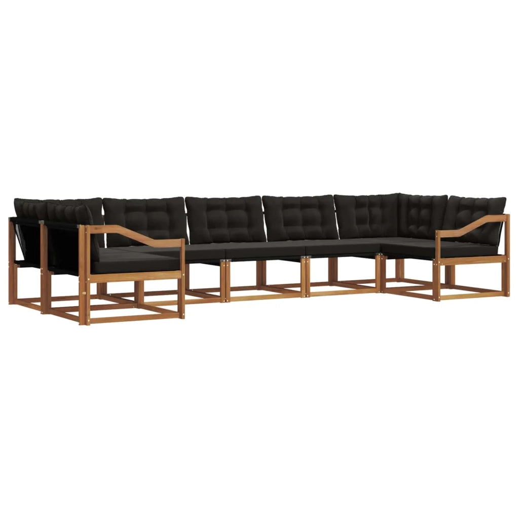 Set di divani da esterno con cuscino 7 pcs Naturale e Nero 3369827