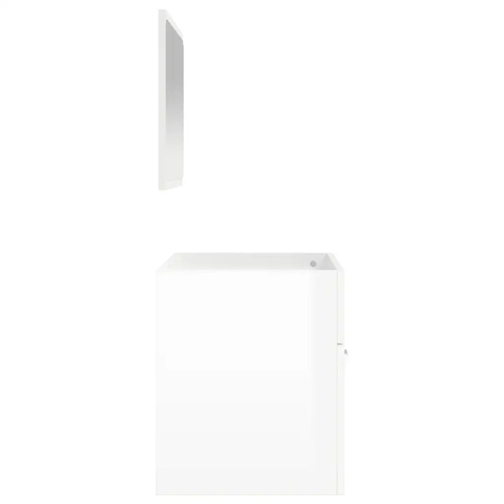 Mobile da Bagno con Specchio Bianco Lucido in Legno Multistrato