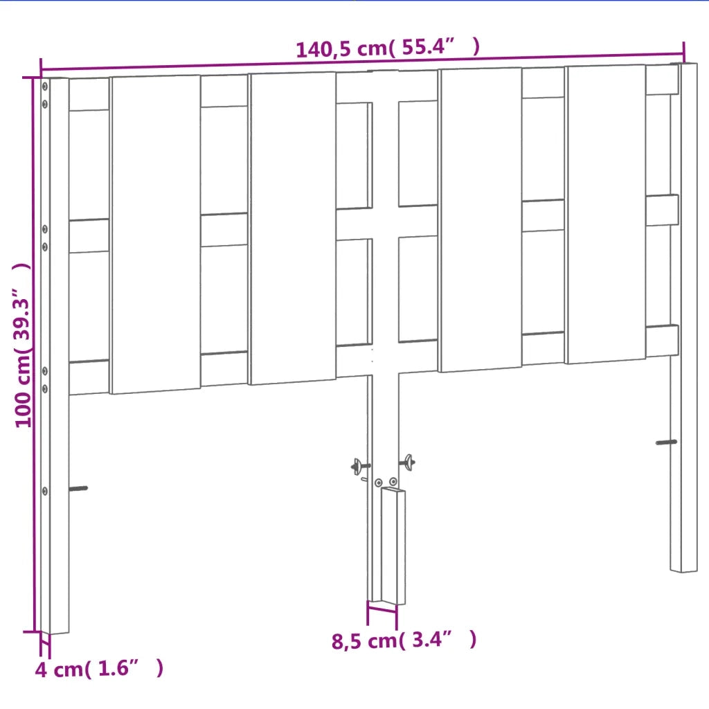 Testiera Marrone Cera 135 cm in Legno Massello di Pino 844220