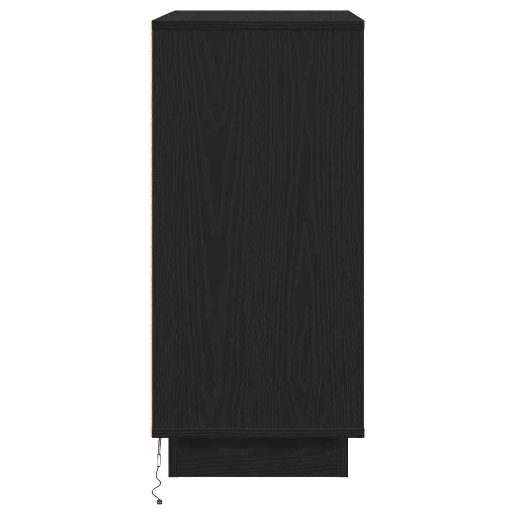 comodino  con LED a rovere nero 71x34,5x75 cm in legno ingegnerizzato
