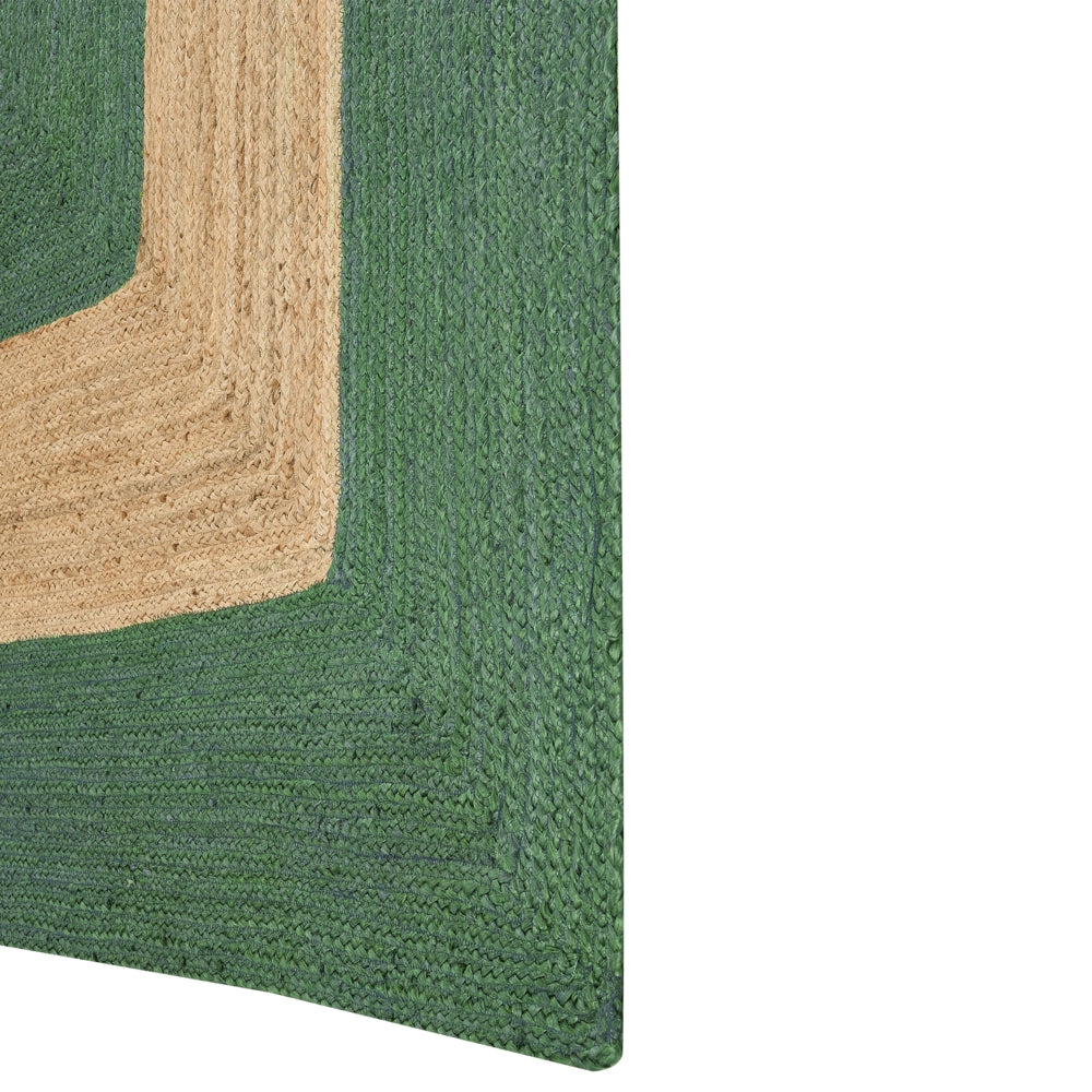 Tappeto in iuta intrecciata naturale in stile bohémien con motivo geometrico 160 x 230 cm verde soggiorno camera da letto