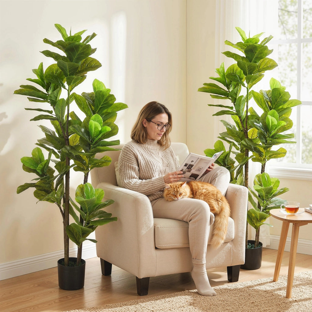 Pianta Finto Fico Lira 150 cm ¨C zephmum ¨C Verde, Cemento