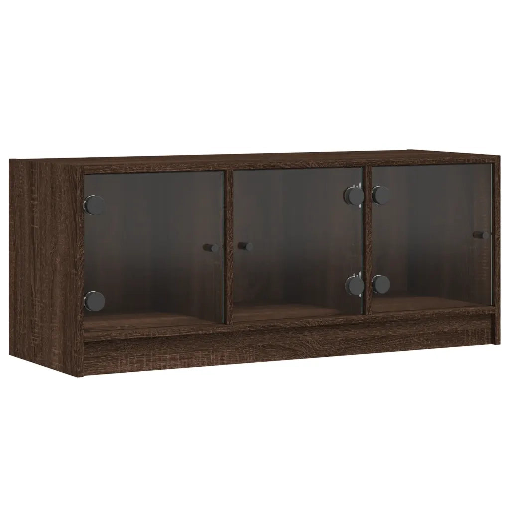 Mobile Porta TV con Ante in Vetro Rovere Marrone 102x37x42 cm 836412