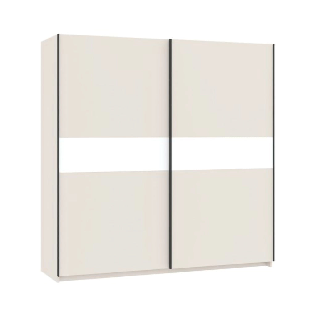 Armadio Camera da Letto Nalika, Guardaroba 2 Ante 2 Ripiani, 200x204h cm Beige Cashmere