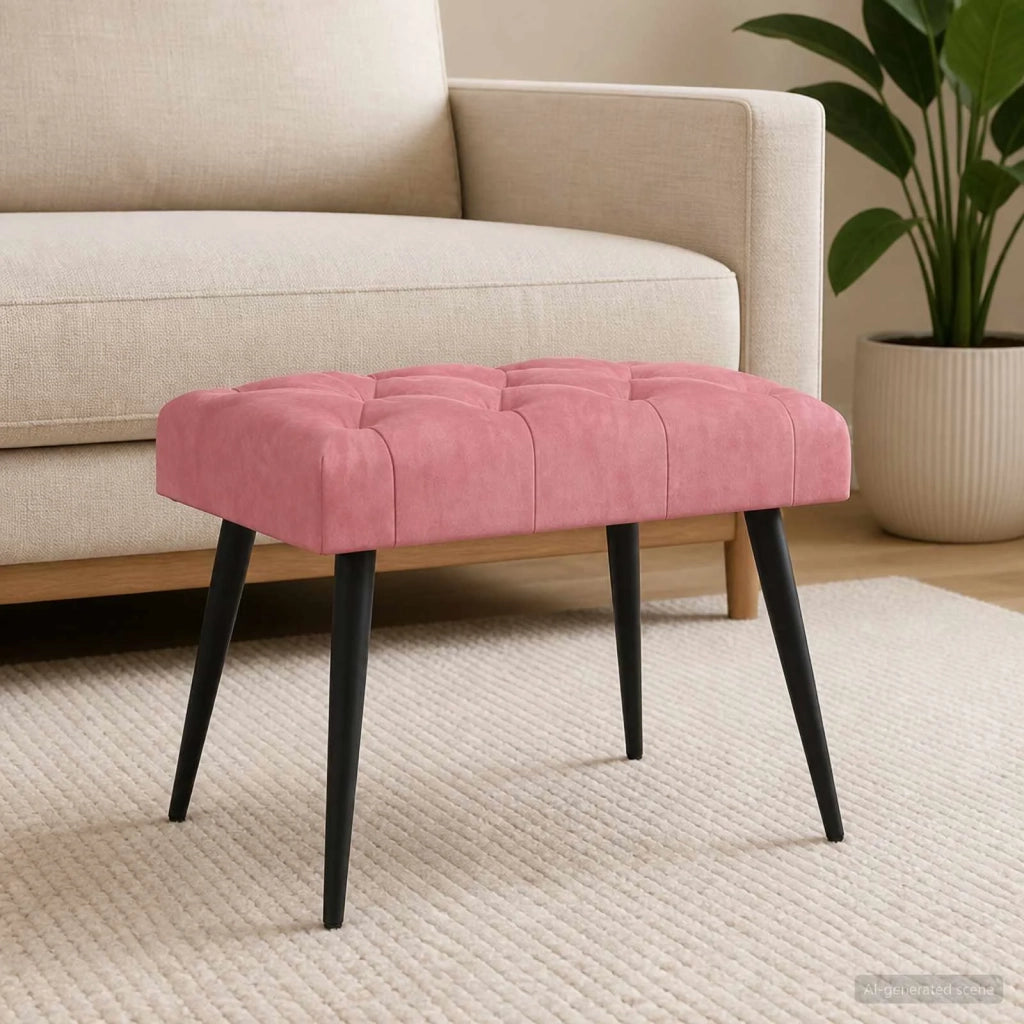 Panchina con bottoni imbottiti Rosa 60 x 40 x 45 cm Velluto 42038547
