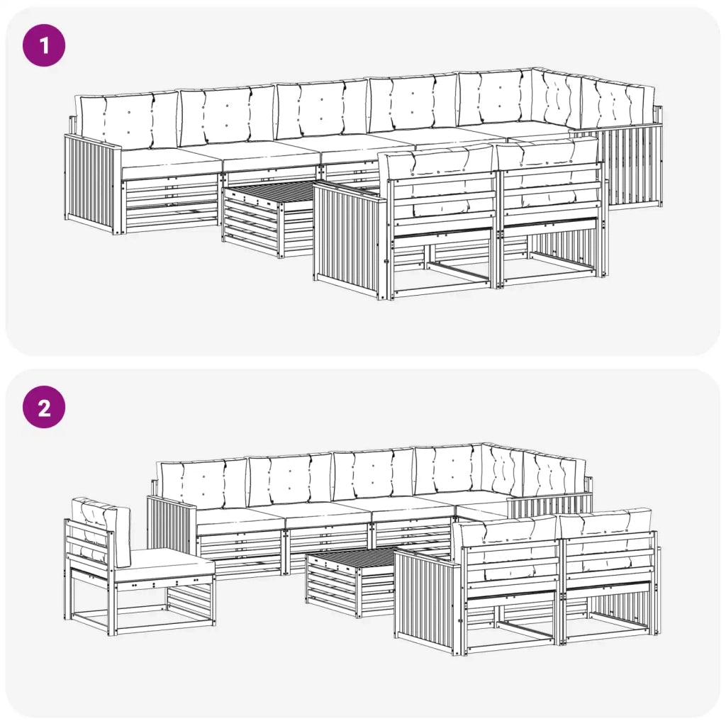 Set di divani da esterno 9 pcs Grigio Naturale e Chiaro 3373696