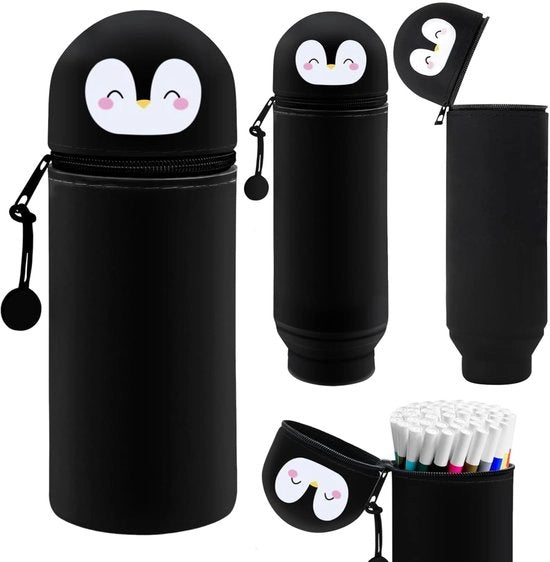 Etui in silicone, 2-in-1 portachiavi in materiale morbido, astuccio in piedi, etui in silicone 2-in-1, portachiavi per animali, astuccio cartoon, portachiavi kawaii (pinguino)