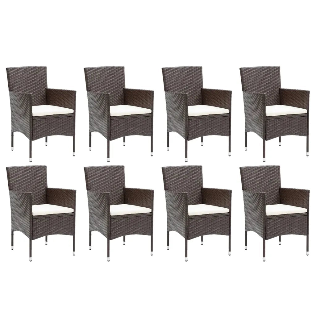 Set Pranzo da Giardino 9 pz con Cuscini in Polyrattan Marrone cod mxl 43452