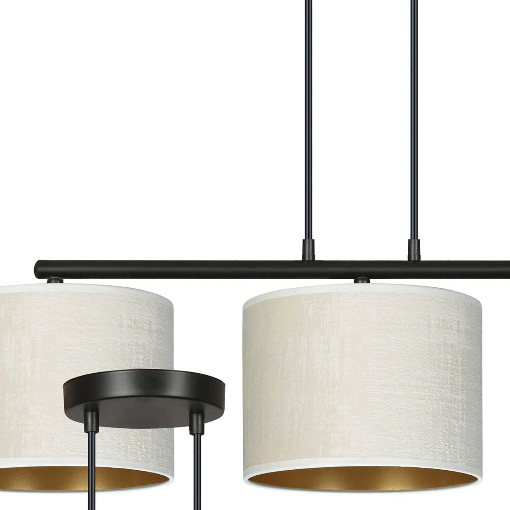 Lampadario Emibig Hilde 3 luci E27 nero crema oro