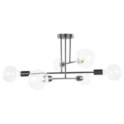 Plafoniera Metallo Nero 33 cm 6 Luci Ferro no Sfumature Soggiorno Camera da Letto Industriale Moderno