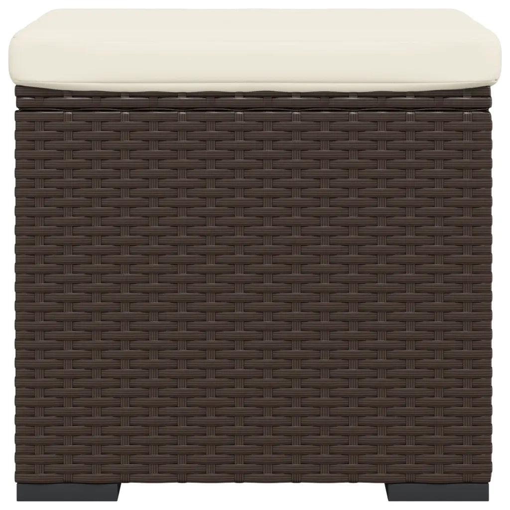 Ottomana con Cuscino Marrone 40x30x40 cm in Polyrattan 319393