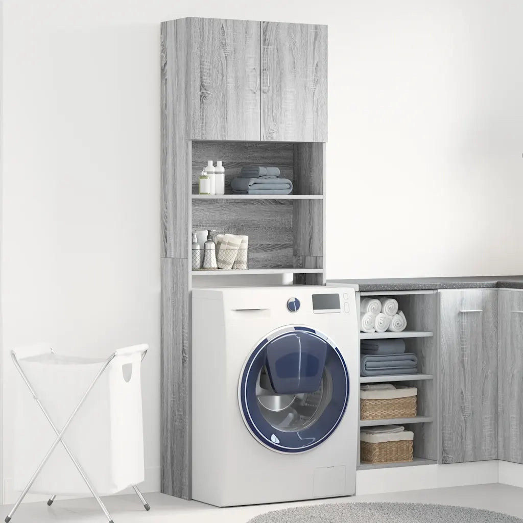 vidaXL Mobile Lavatrice Grigio Sonoma 64x24x190 cm Legno Multistrato
