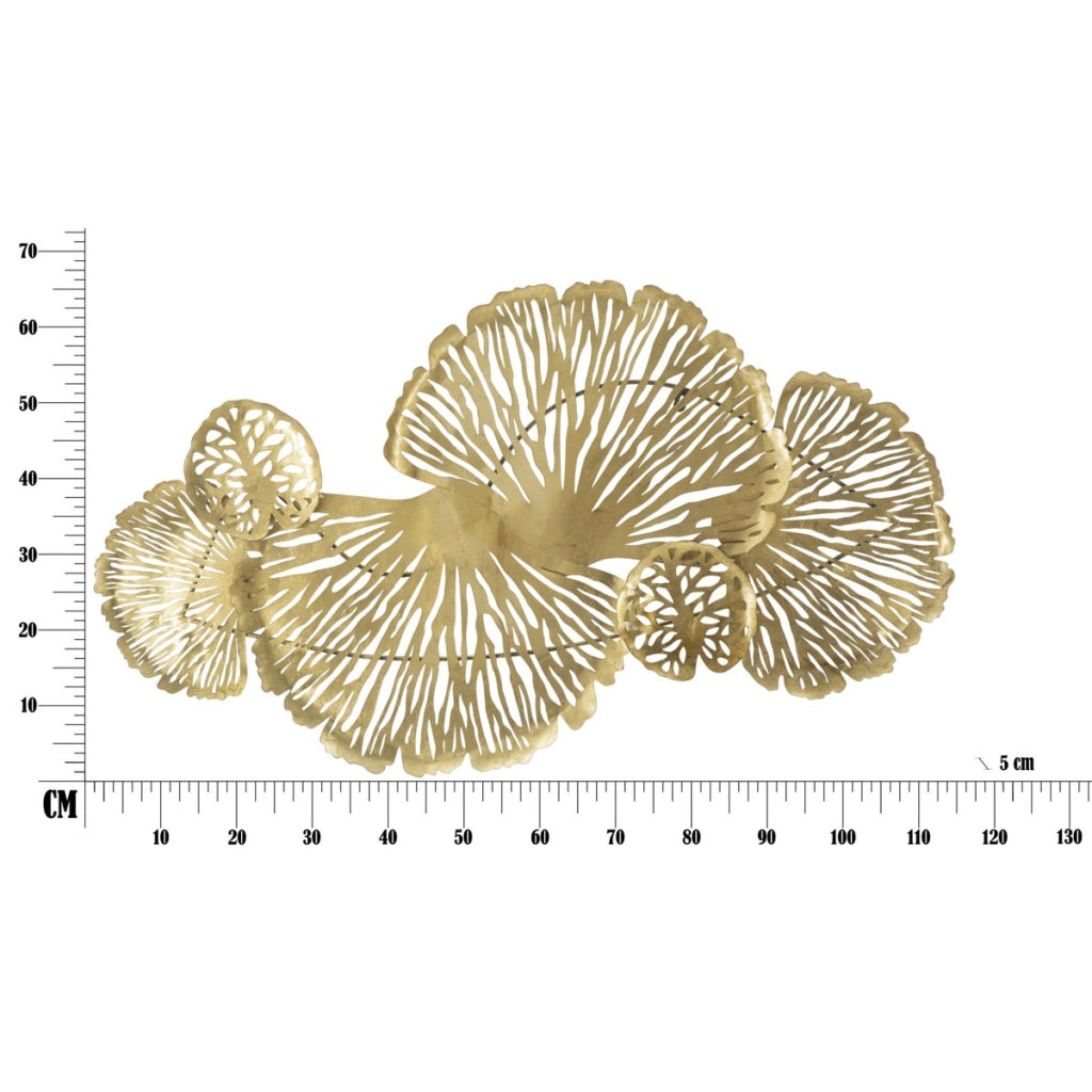 Decorazione in Metallo 3D Foglia 21, Oro, Metallo, 115x5x64 cm