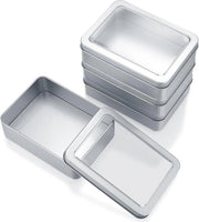 Set di 4 Scatole Metalliche Miniature - Scatole di Ripostiglio Rettagolarie Argentate - Ideali per Caramelle e Regali - 12,5 x 9 x 3,5 cm