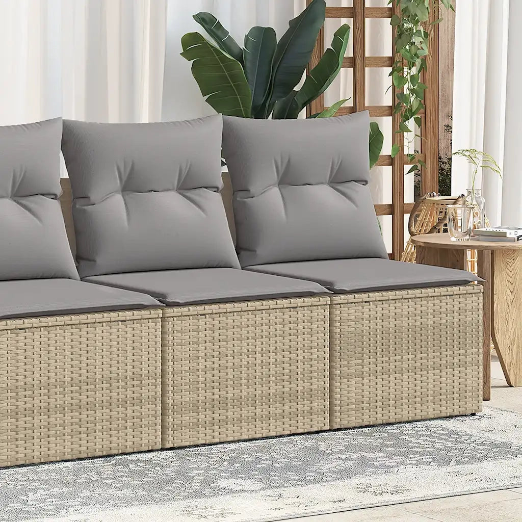 Set Divano da Giardino 2 pz | Set Salotto da Giardino con Cuscini Beige Polyrattan Acacia