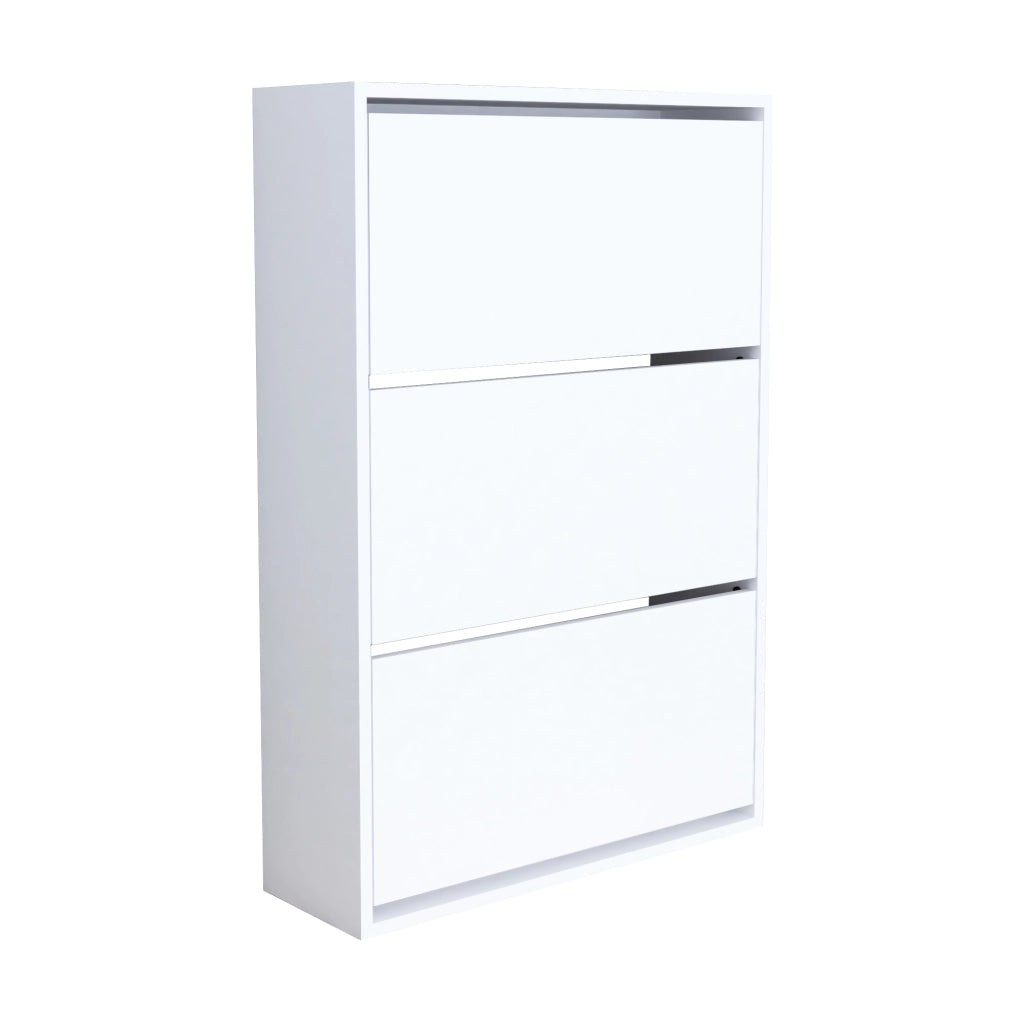 Scarpiera Salvaspazio Slim con 3 Contenitori Ribaltabili Portascarpe Stretto da Ingresso Capienza 18 Paia 110 x 73,5 x 24 cm - Bianco [en.casa]