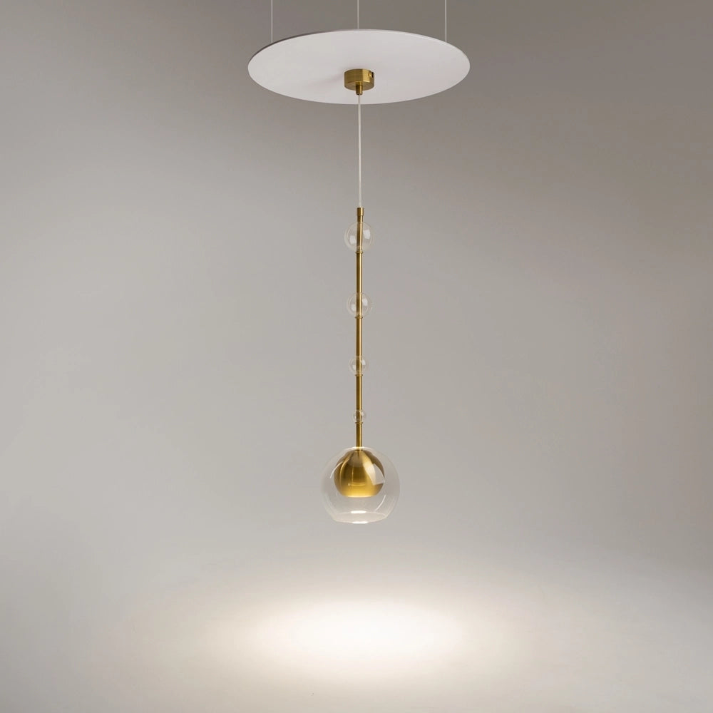 Lampada a Sospensione Ros Moderna Metallo Ottone Trasparente IP20