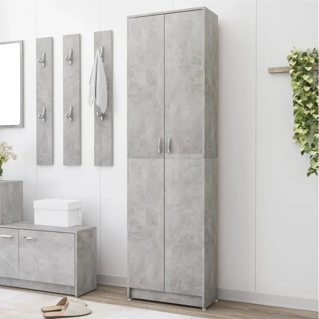 Armadio Corridoio Grigio Cemento 55x25x189 cm Legno Multistrato 802853