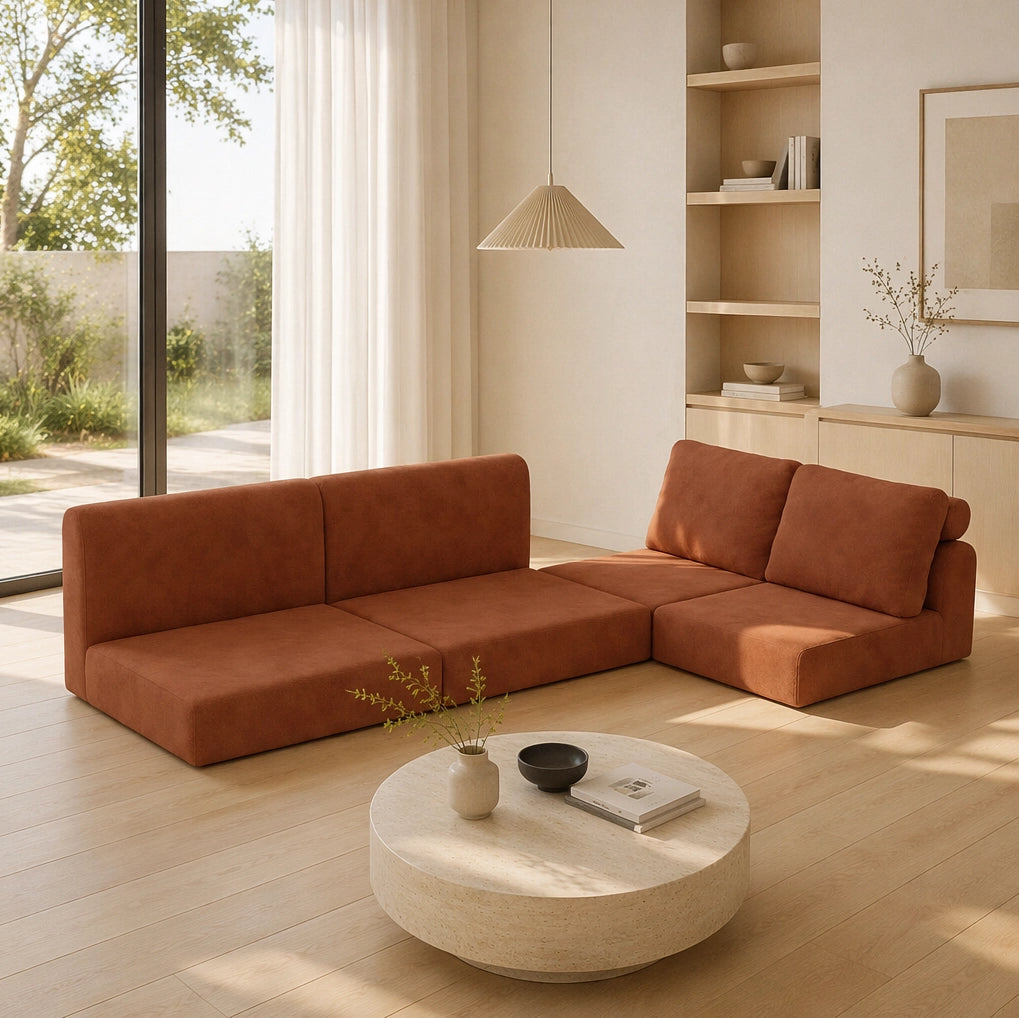 Divano letto convertibile in flanella marrone; 93 x 37 x 37 cm