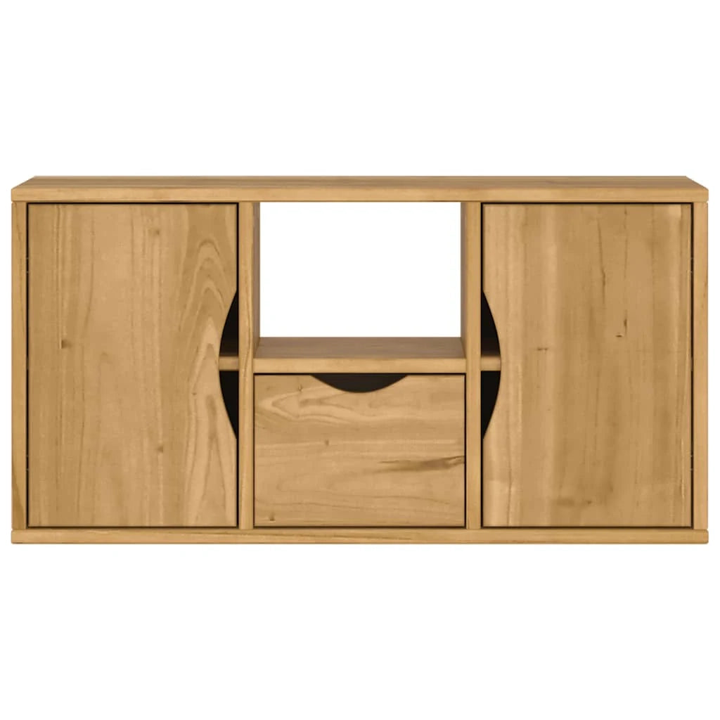 Mobile porta TV con pratico cassetto portaoggetti 79 x 24 x 40 cm stile rustico legno di pino massiccio 02_0058052