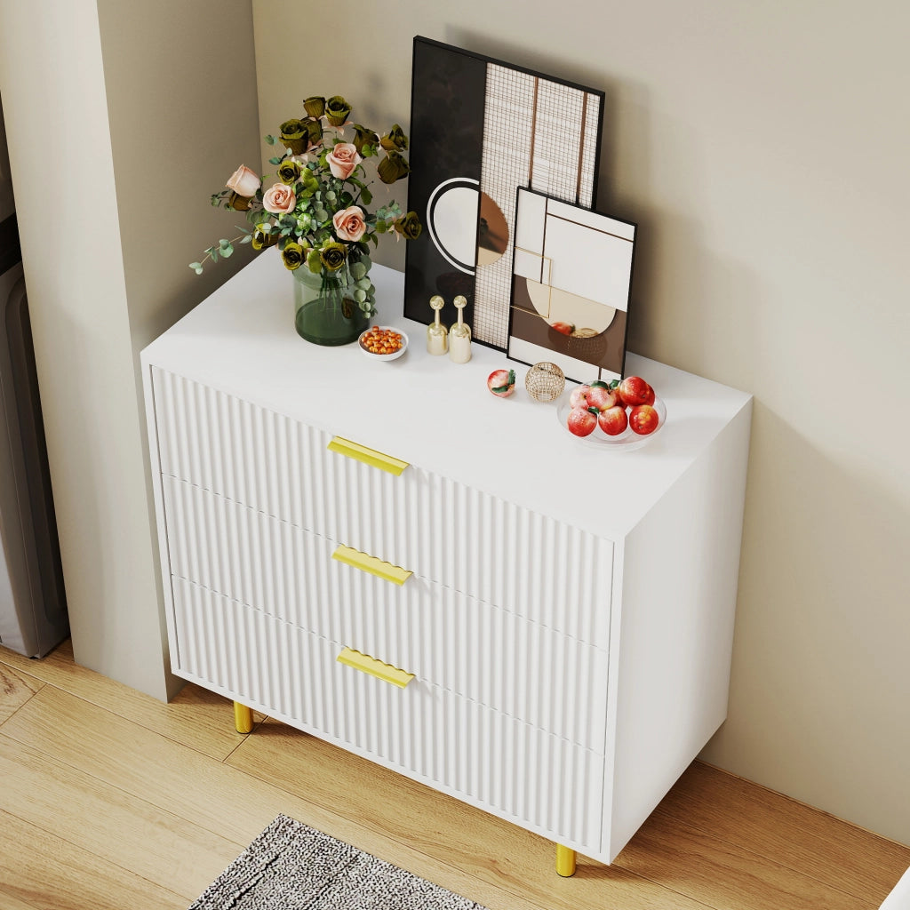 Cassettiera con 3 cassetti - per soggiorno e camera da letto - in MDF - 80x40x72 cm - bianco