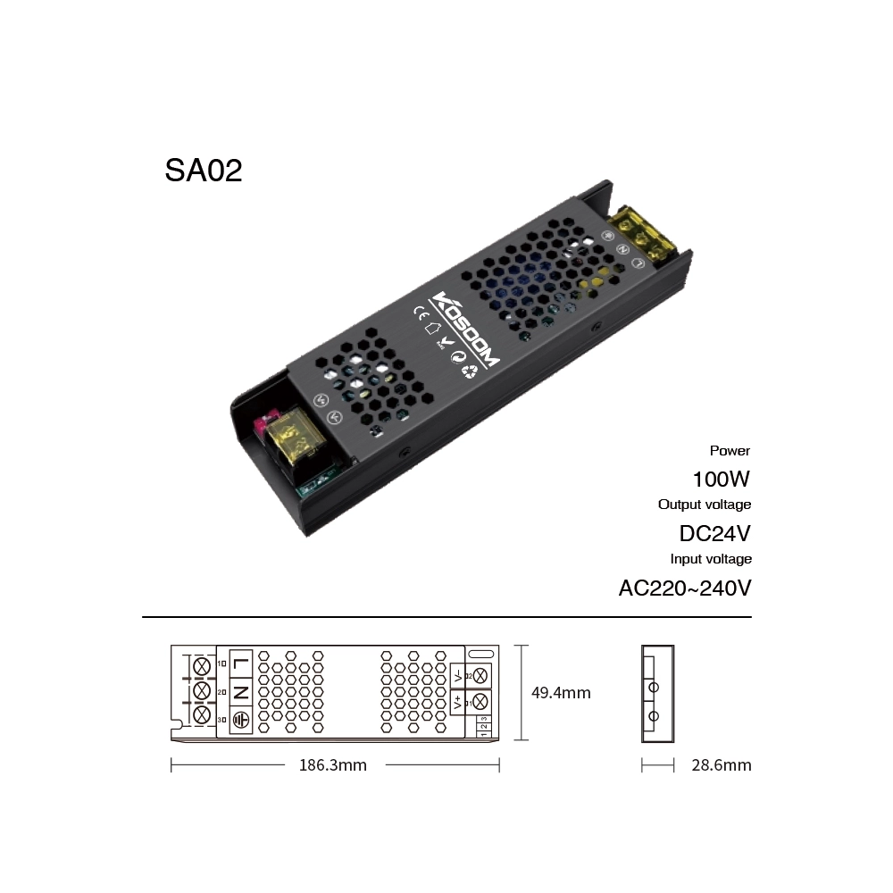 Alimentatore LED Dimmerabile 24V 100W Trasformatore ultra sottile per striscia LED Driver LED