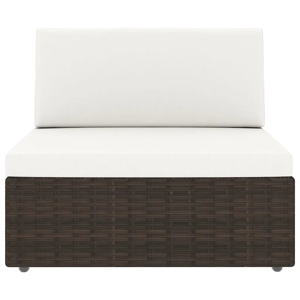 Divano Modulare a 3 Posti in Polyrattan Marrone 49516