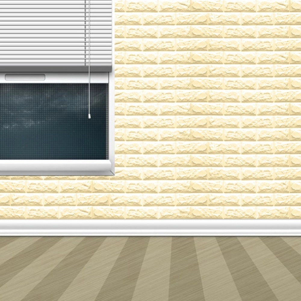 Trade Shop - Pannello Adesivo Per Decorazione Parete Effetto Pietra Muro 70 X 60 Cm Beige -