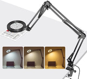 Verglassio con luce e stantuffo - LED lampada di ingrandimento per hobby e fai da te con 3 modalità di colore e funzione di regolazione della luminosità
