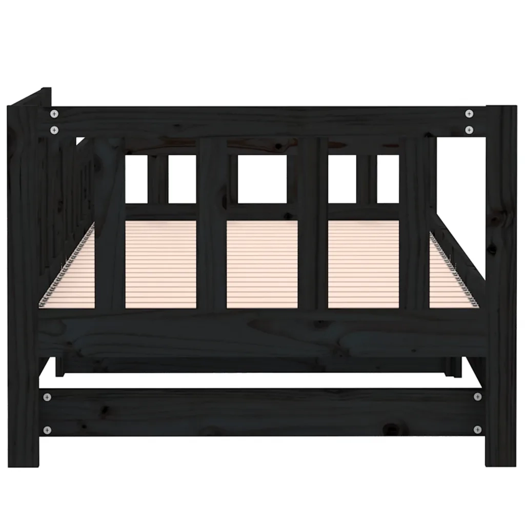 Dormeuse Estraibile Nera 2x(80x200) cm Legno Massello di Pino 820740
