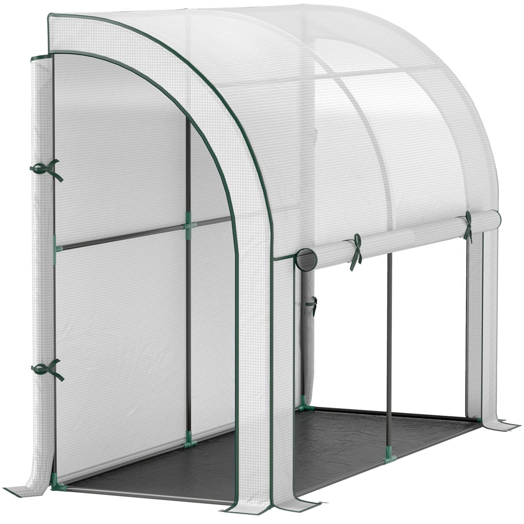 Serra da giardino con porta arrotolabile, struttura da parete in plastica resistente ai raggi UV, 200 x 80 x 157 cm, bianca