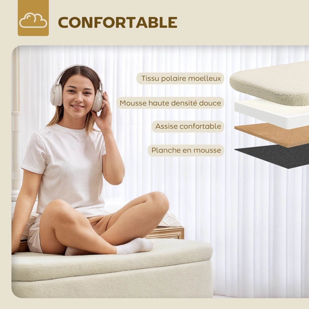 Pouf contenitore con coperchio ¨C zephmum ¨C beige 120x42x45 cm