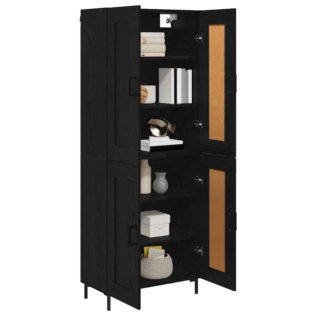 Credenza 2 pz-Set di 2 Buffet-Armadio da cucina Rovere Nero Legno multistrato 421045