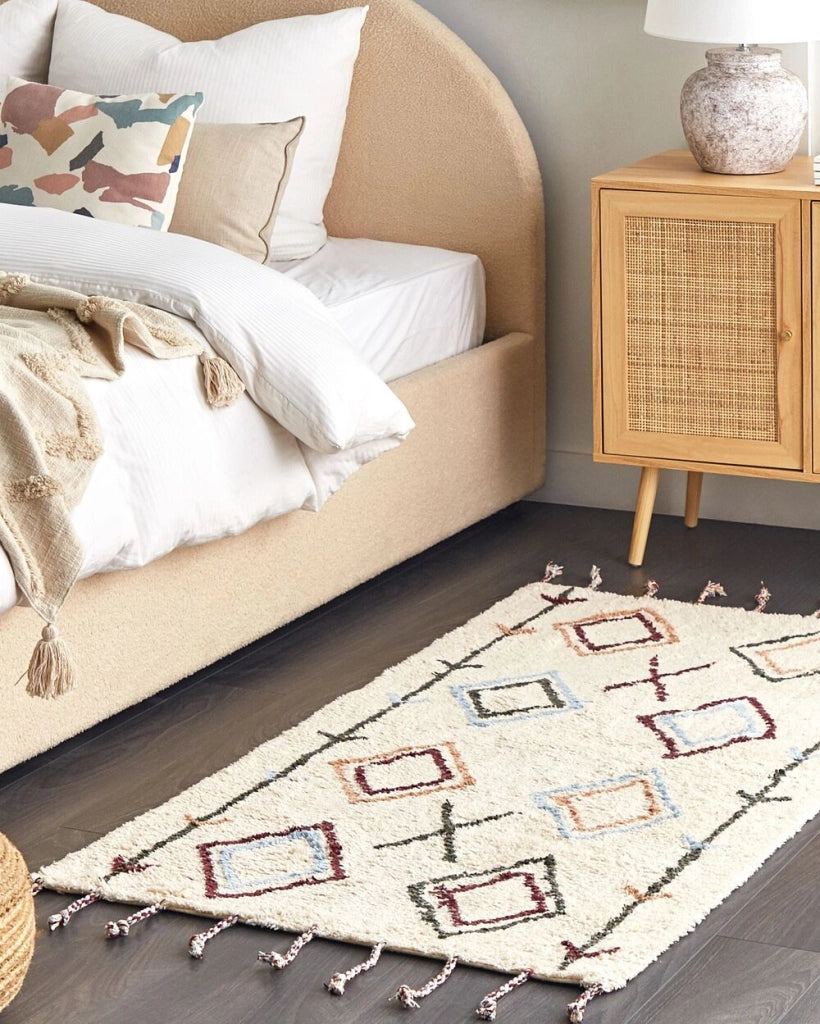 Tappeto multicolore 80 x 150 cm in cotone motivo geometrico soggiorno camera da letto