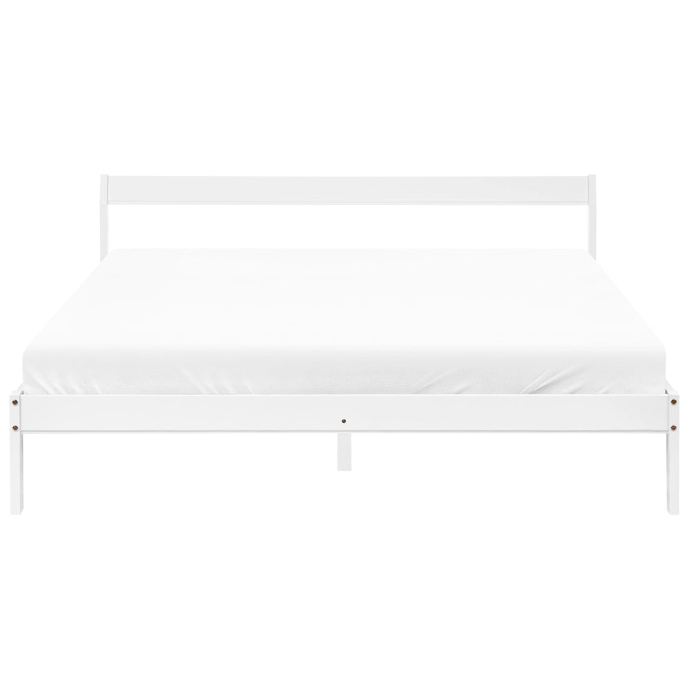 Letto matrimoniale in legno di Pino bianco con Rete a Doghe 160 x 200 cm stile minimalista