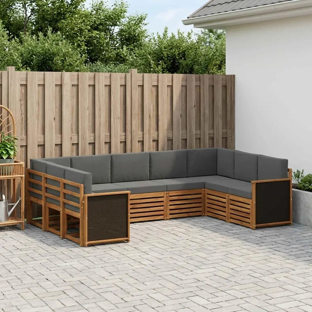 Set divano sezionale con cuscino 7 pcs Naturale e Antracite 3384823