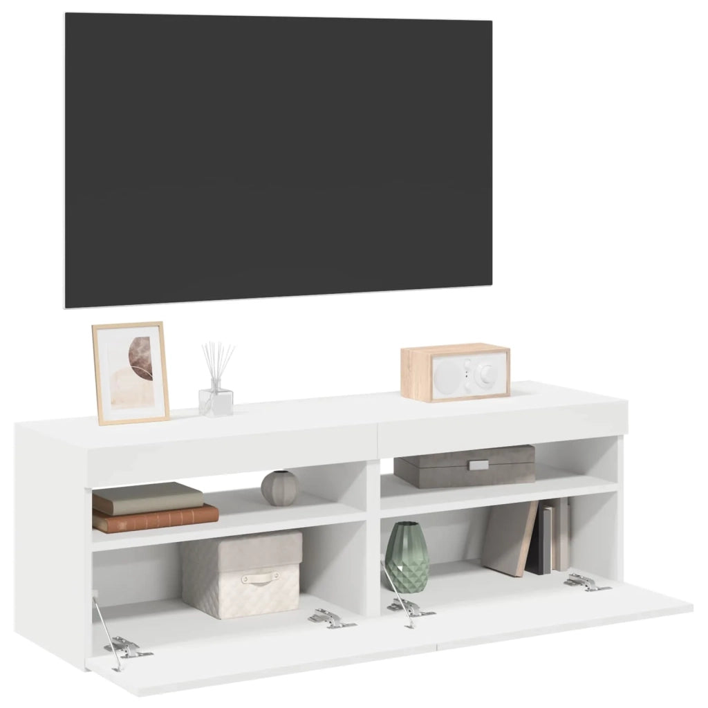 Mobili Porta TV con Luci LED 2 pz Bianchi 60x35x40 cm 804410