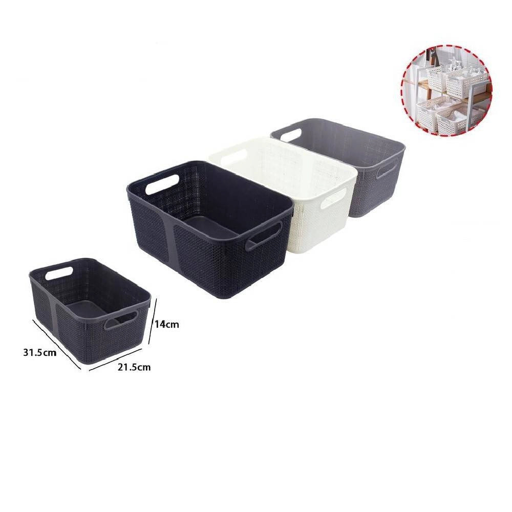 Trade Shop - Cestino Portaoggetti Organizer Rettangolare Cesto Portatutto Bagno Casa 79465 -