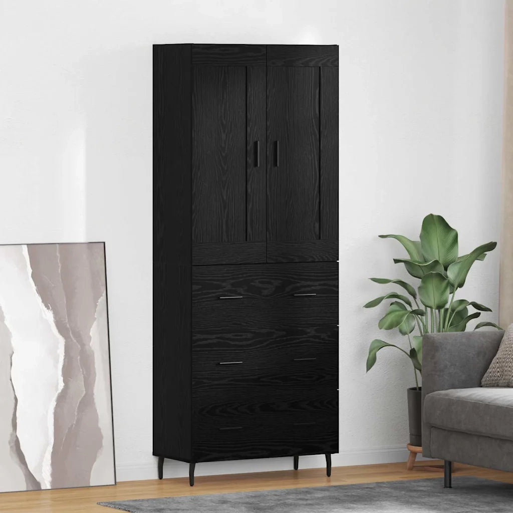 Credenza con cassetto 2 pcs Rovere Nero Legno multistrato 3416083