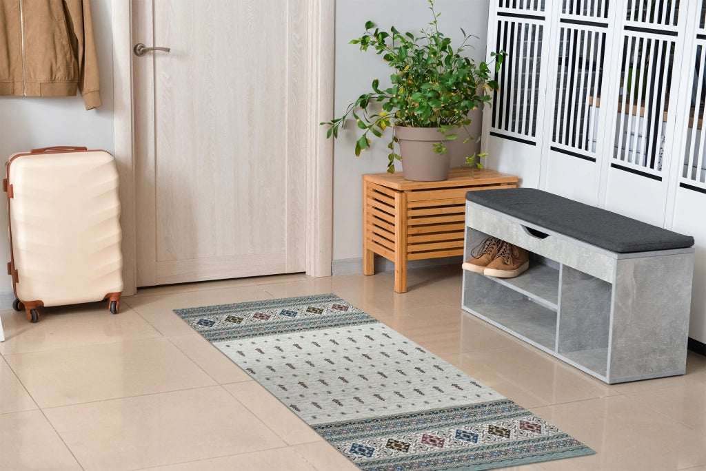 Tappeto Arredo Moderno Morbido in Ciniglia Ingresso Antiscivolo Prodotto Italiano  Soggiorno Camera Salotto Disegni Piazzati Cotone Varie Misure Grande Loom/Verde - 160x240 cm