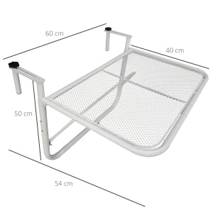 Tavolino da Balcone Regolabile in Altezza ¨C MINIMAL ¨C Metallo Bianco 60x56,5x45cm