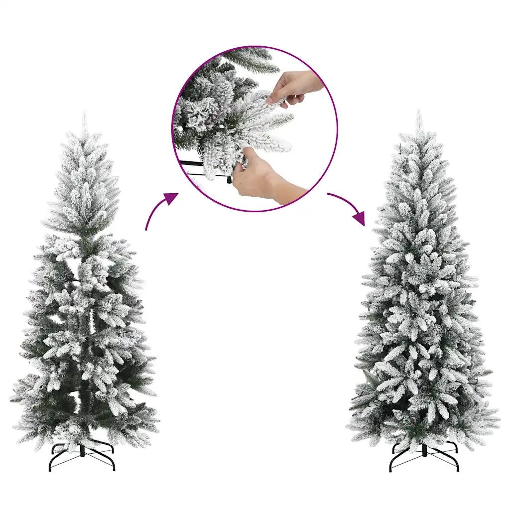 Albero Natale | Decorazioni natalizie Artificiale Sottile Neve Floccata 180cm PVC e PE