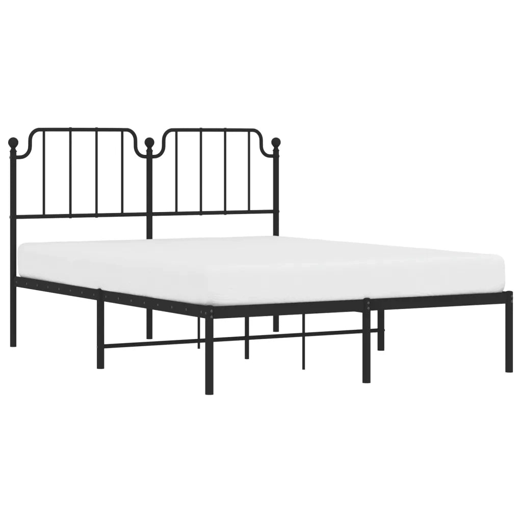 Letto matrimoniale | Letto per adulti | Giroletto con Testiera in Metallo Nero 140x190 cm