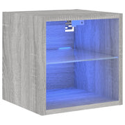 Mobile TV a Parete | Armadietto TV | Mobile Porta TV con Luci LED Grigio Sonoma 30x28,5x30 cm