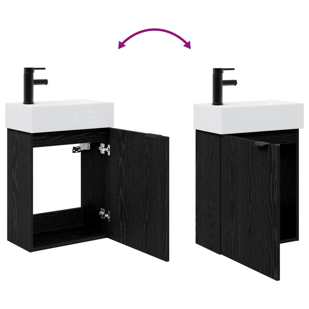 Mobile bagno con rubinetto Rovere Nero 45,5 x 22,5 x 84 cm 889426