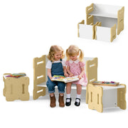 Set 3 pezzi per bambini con 2 sgabelli e tavolo attivit¨¤, Set tavolo e sedia per bambini per casa e asilo Legno naturale
